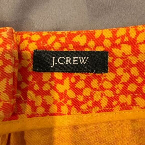 J. Crew Mini Skirt Orange Print Back Zipper Stretch Comfort Size 10 - Picture 6 of 9